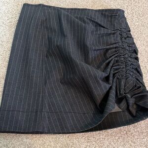 Ganni Charcoal Pinstripe Asymmetrical Skirt